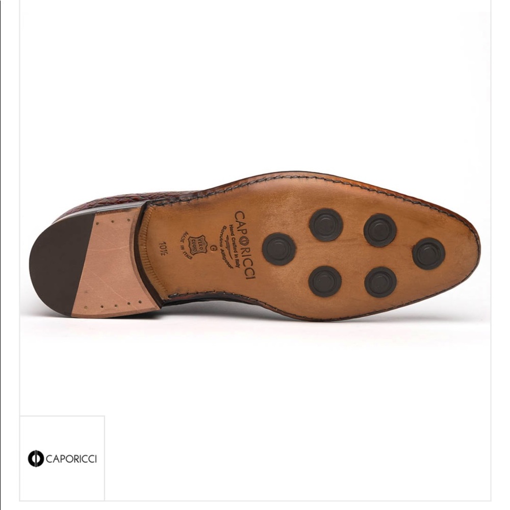 CAPORICCI 2543 Gold Brown Real Alligator Shoes - Picture 4 of 8